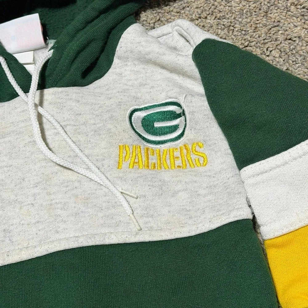 Vintage Green Bay Packers Toddler 3T Team One USA Colorblock Hoodie NFL